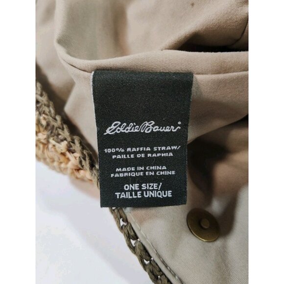 Eddie Bauer Woven Raffia Straw Shoulder Bag Beach Weekender Travel 14x14x6 Tan - Picture 7 of 9